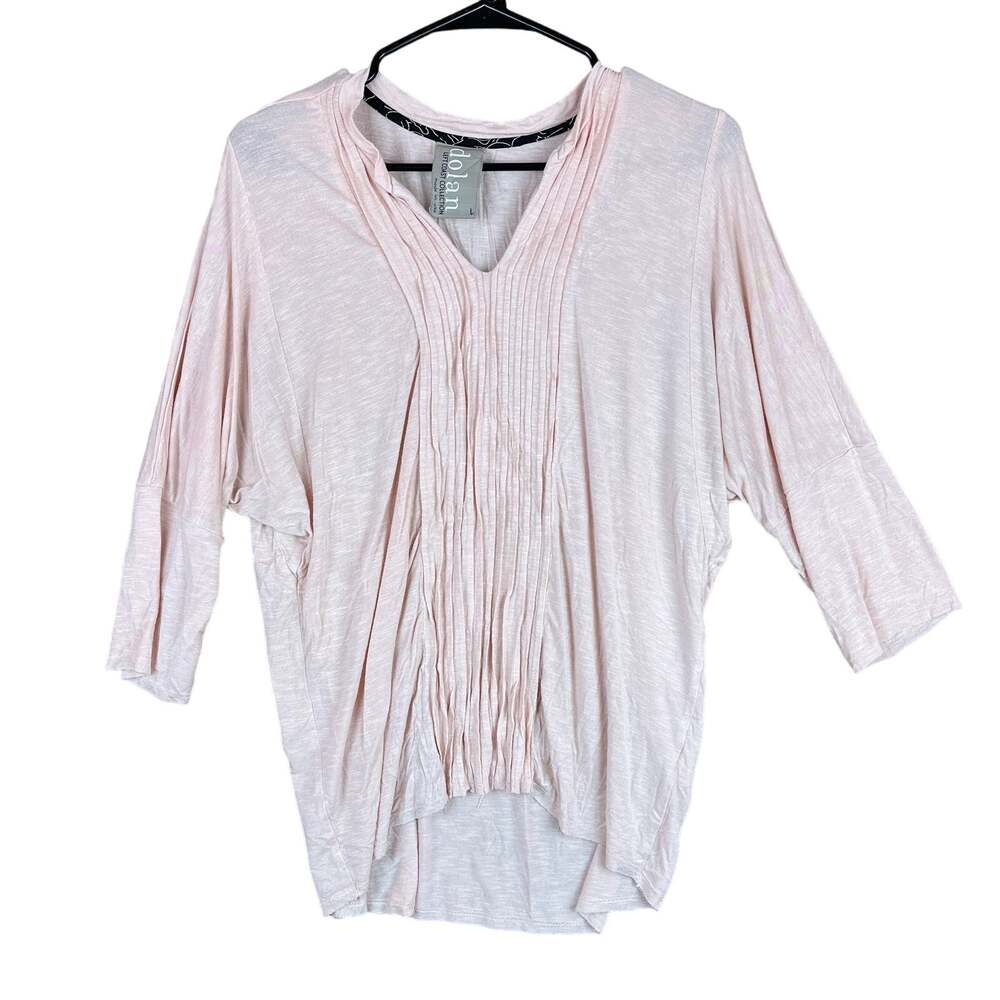 Anthropologie Dolan Womens Blouse Pink V Neck Pleated Dolman Loose Stretch L